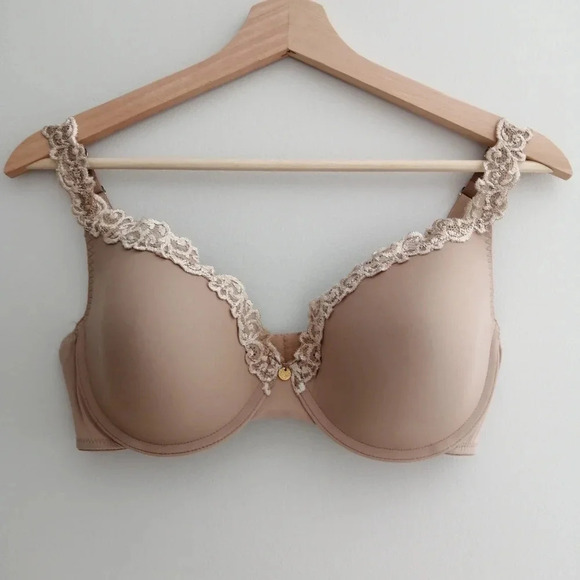 Natori Nude Beige Bra with Lace Trim and Straps Accent 34DD - Picture 2 of 15